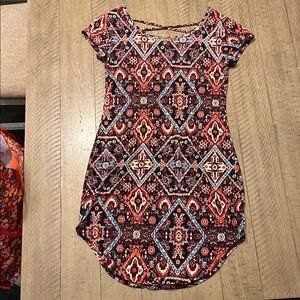 No Boundaries Red and Blue Geometric Mini Dress